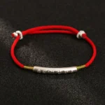 Pure silverTibetan Buddhist handmade lucky red string bracelet with mantra