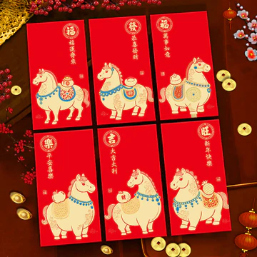 6-piece Chinese Red Envelope - Wishing you a Happy New Year 2026 (Year of the Horse)