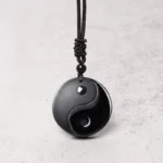 Tai Chi diagram obsidian pendant