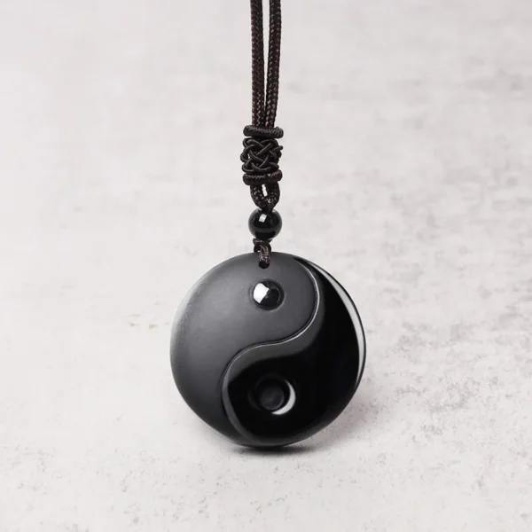 Tai Chi diagram obsidian pendant