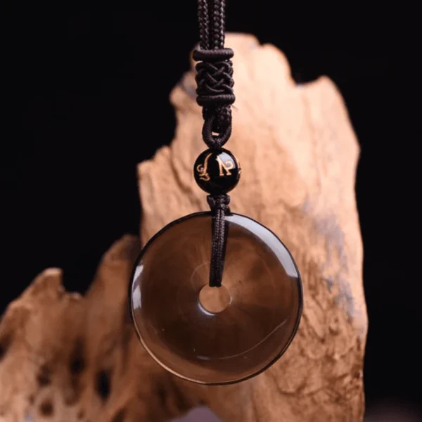 Tibetan obsidian protective necklace