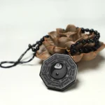 Black obsidian Taiji Bagua pendant