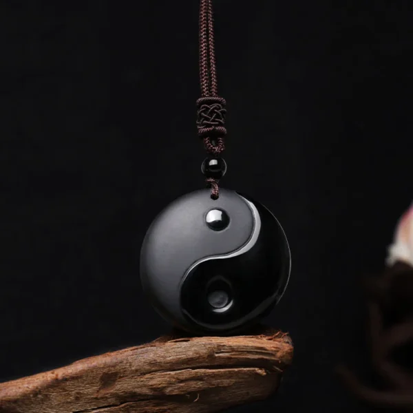 Tai Chi diagram obsidian pendant