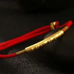 Pure silverTibetan Buddhist handmade lucky red string bracelet with mantra