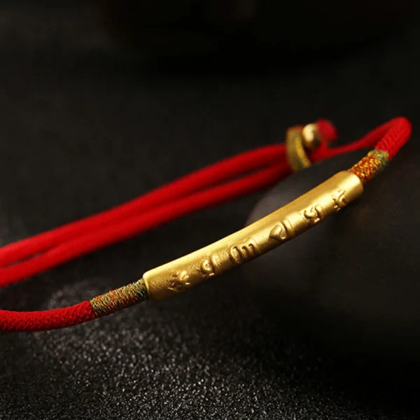 Pure silverTibetan Buddhist handmade lucky red string bracelet with mantra
