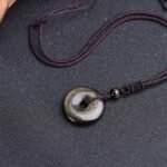 Tibetan obsidian protective necklace