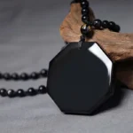 Black obsidian Taiji Bagua pendant