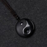 Tai Chi diagram obsidian pendant