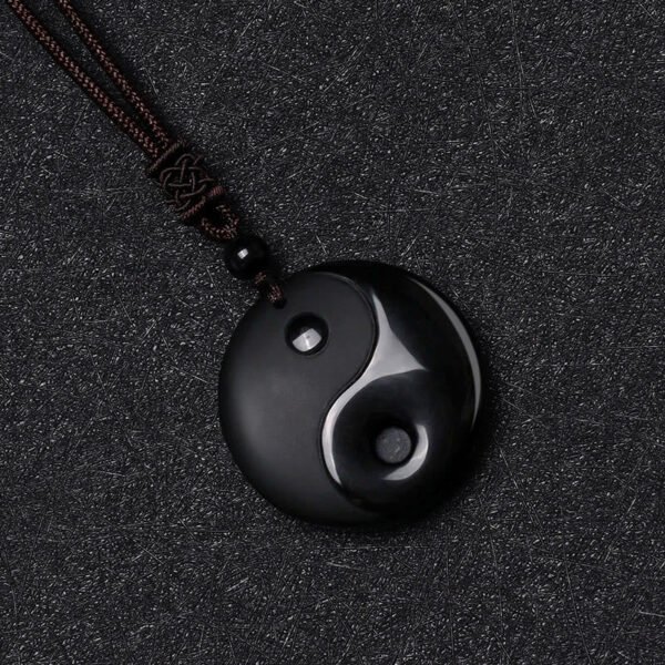 Tai Chi diagram obsidian pendant