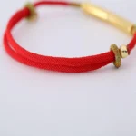 Pure silverTibetan Buddhist handmade lucky red string bracelet with mantra