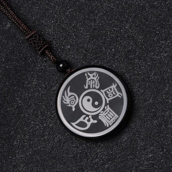 Tai Chi diagram obsidian pendant