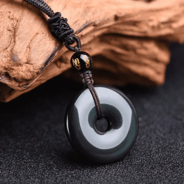 Tibetan obsidian protective necklace