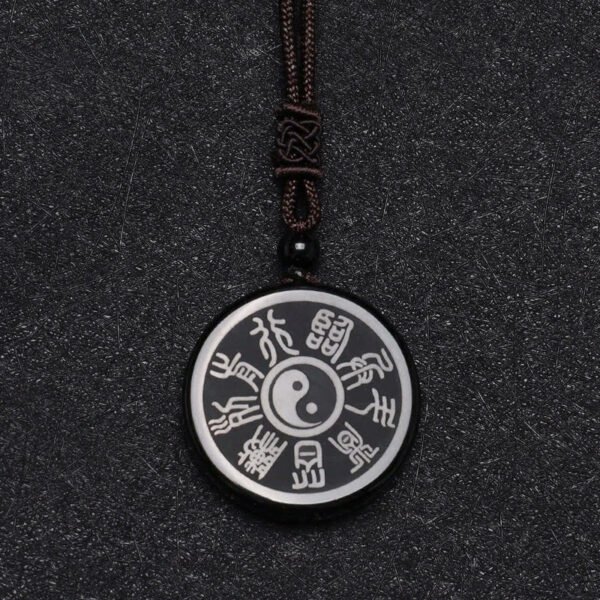 Tai Chi diagram obsidian pendant