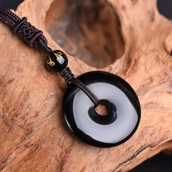 Tibetan obsidian protective necklace