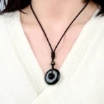 Tibetan obsidian protective necklace