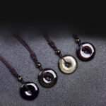 Tibetan obsidian protective necklace