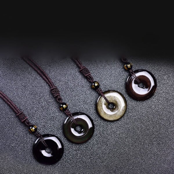 Tibetan obsidian protective necklace