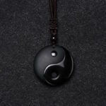 Tai Chi diagram obsidian pendant