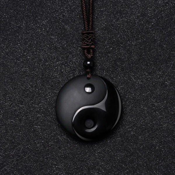 Tai Chi diagram obsidian pendant