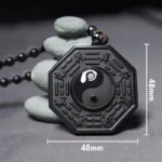 Black obsidian Taiji Bagua pendant
