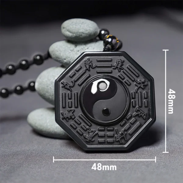 Black obsidian Taiji Bagua pendant