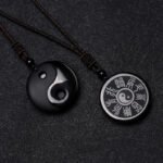 Tai Chi diagram obsidian pendant