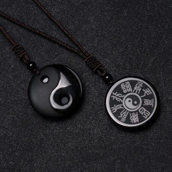 Tai Chi diagram obsidian pendant