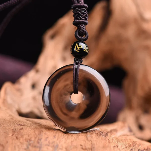 Tibetan obsidian protective necklace