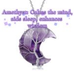 Natural Quartz Crystal Moon Tree of Life Healing Energy Necklace Pendant