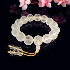White Crystal Six-Syllable Mantra Prayer Bead Bracelet