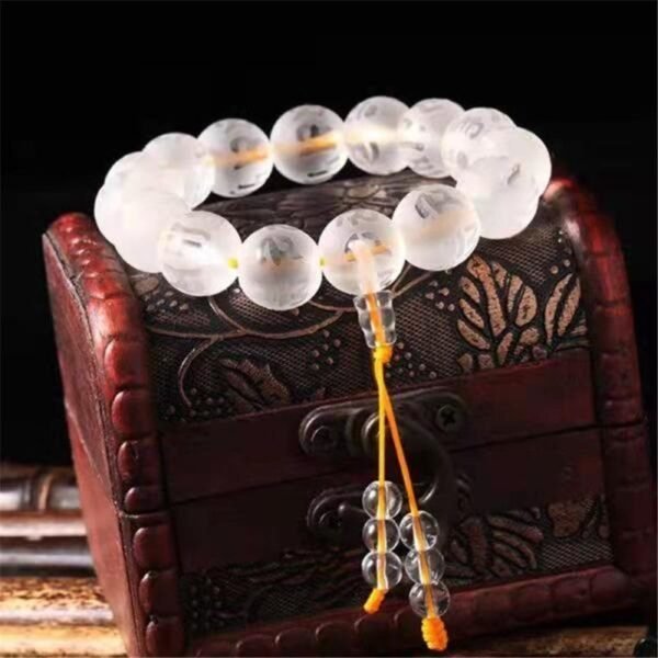 White Crystal Six-Syllable Mantra Prayer Bead Bracelet