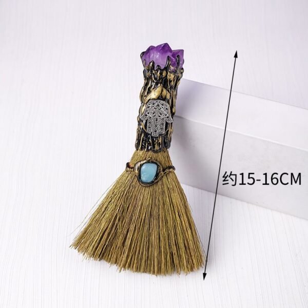 Natural Crystal Magic Mini Broom Ornament