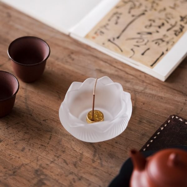 Zen-inspired crystal lotus incense burner