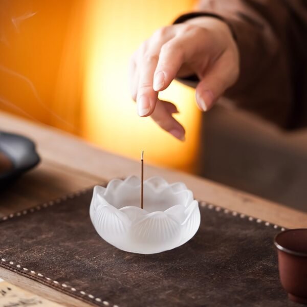 Zen-inspired crystal lotus incense burner