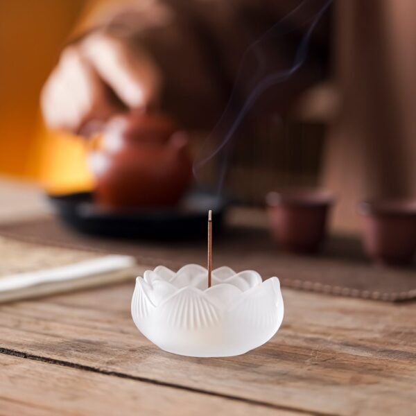 Zen-inspired crystal lotus incense burner
