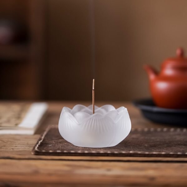 Zen-inspired crystal lotus incense burner