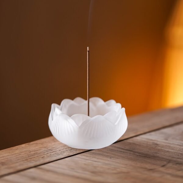 Zen-inspired crystal lotus incense burner