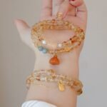 Chinese Style Natural Citrine Double-Circle Bracelet