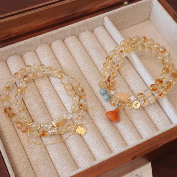 Natural citrine double-strand stacked bracelet