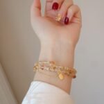Natural citrine double-strand stacked bracelet