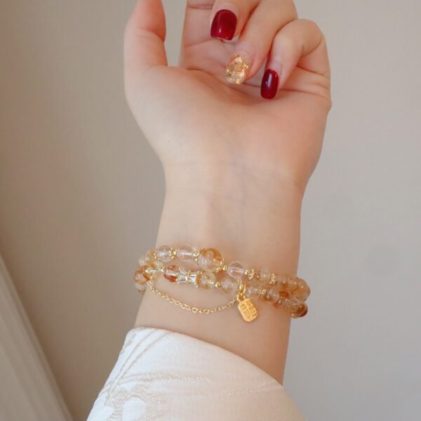 Natural citrine double-strand stacked bracelet
