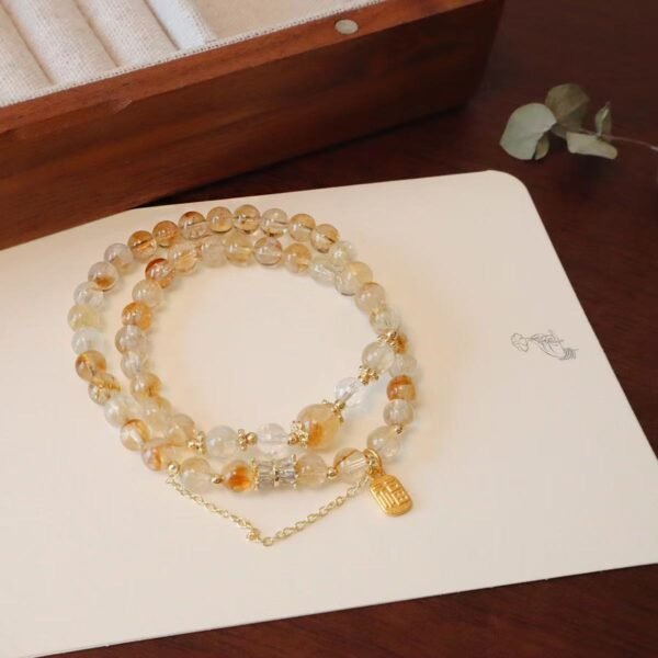 Natural citrine double-strand stacked bracelet
