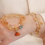 Chinese Style Natural Citrine Double-Circle Bracelet