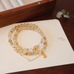 Natural citrine double-strand stacked bracelet