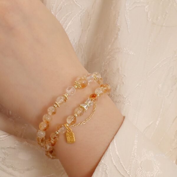 Natural citrine double-strand stacked bracelet