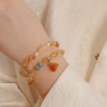 Chinese Style Natural Citrine Double-Circle Bracelet