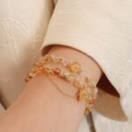 Natural citrine double-strand stacked bracelet
