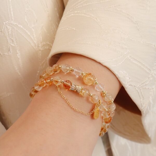 Natural citrine double-strand stacked bracelet