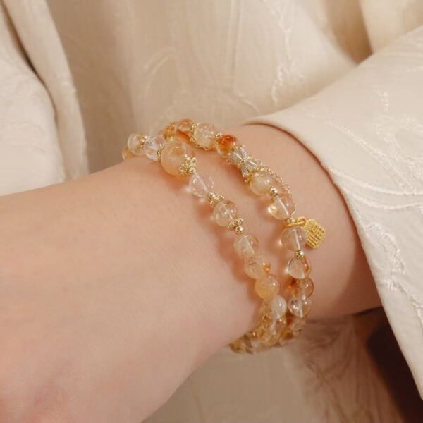 Natural citrine double-strand stacked bracelet