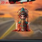 Acrylic Peking Opera Character Pendant with Chinese Style, Theatrical Decor, Keychain, Trendy Bag Charm